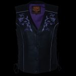 Milwaukee Leather ML1296 Women’s Black/Purple Leather Side Laced Motorcycle Vest w/ Reflective Tribal - Image 5