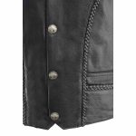 Milwaukee Leather ML1359 Men’s Black Premium Leather Side Lace Motorcycle Rider Vest w/ Buffalo Nickel Snaps Closure - Image 8