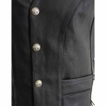 Milwaukee Leather ML1369 Men’s Black Premium Leather Side Lace Motorcycle Rider Vest w/ Buffalo Nickel Snaps Closure - Image 7