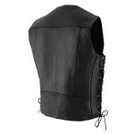 Milwaukee Leather ML1369 Men’s Black Premium Leather Side Lace Motorcycle Rider Vest w/ Buffalo Nickel Snaps Closure - Image 5