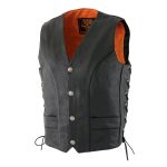 Milwaukee Leather ML1369 Men’s Black Premium Leather Side Lace Motorcycle Rider Vest w/ Buffalo Nickel Snaps Closure - Image 9