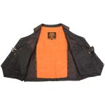 Milwaukee Leather ML1391RT Men’s Retro Brown Leather Vest- 10 Pockets Side Lace 4-Snap V-Neck Motorcycle Rider Vest - Image 4