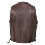 Milwaukee Leather ML1391RT Men’s Retro Brown Leather Vest- 10 Pockets Side Lace 4-Snap V-Neck Motorcycle Rider Vest - Image 2