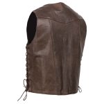 Milwaukee Leather ML1391RT Men’s Retro Brown Leather Vest- 10 Pockets Side Lace 4-Snap V-Neck Motorcycle Rider Vest - Image 8