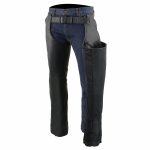 Milwaukee Leather Men’s Black Premium Leather Motorcycle Rider Chaps w/ Front 3-Pockets – Thigh Patch Pocket-ML1766 - Image 5