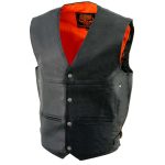 Milwaukee Leather ML1927 Men’s Black Premium Leather Side Buckle Motorcycle Rider Vest w/ Eagle Nickel Snaps Closure - Image 12