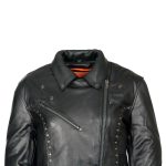 Milwaukee Leather ML1948 Women’s Classic Riveted Motorcycle Black Leather Jacket - Image 6