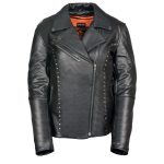 Milwaukee Leather ML1948 Women’s Classic Riveted Motorcycle Black Leather Jacket