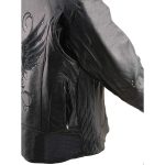 Milwaukee Leather X1952 Women’s Embroidered Wing and Stud Design Black Leather Scooter Jacket - Image 9