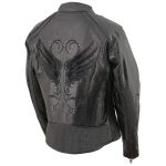 Milwaukee Leather ML1952 Women’s Black ‘Embroidered Wing and Stud Design’ Leather Scooter Jacket - Image 11