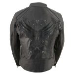 Milwaukee Leather X1952 Women’s Embroidered Wing and Stud Design Black Leather Scooter Jacket - Image 2