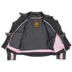 Milwaukee Leather ML1952 Women’s Black and Pink Embroidered and Stud Design Scooter Jacket - Image 7