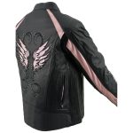Milwaukee Leather ML1952 Women’s Black and Pink Embroidered and Stud Design Scooter Jacket - Image 9