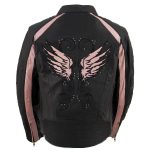 Milwaukee Leather ML1952 Women’s Black and Pink Embroidered and Stud Design Scooter Jacket - Image 2