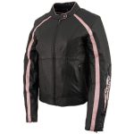 Milwaukee Leather ML1952 Women’s Black and Pink Embroidered and Stud Design Scooter Jacket - Image 8