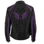 Milwaukee Leather ML1952 Women’s Black and Purple Embroidered and Stud Design Scooter Jacket - Image 2