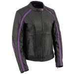 Milwaukee Leather ML1952 Women’s Black and Purple Embroidered and Stud Design Scooter Jacket
