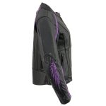 Milwaukee Leather ML1952 Women’s Black and Purple Embroidered and Stud Design Scooter Jacket - Image 4