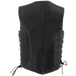 Milwaukee Leather ML2042 Women’s Black Braided Premium Leather Motorcycle Rider Vest w/ Side Laces - Image 2