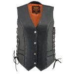 Milwaukee Leather ML2042 Women’s Black Braided Premium Leather Motorcycle Rider Vest w/ Side Laces - Image 7