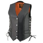 Milwaukee Leather ML2042 Women’s Black Braided Premium Leather Motorcycle Rider Vest w/ Side Laces - Image 5