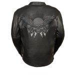 Milwaukee Leather ML2055 Men’s Black Leather Scooter Jacket with Reflective Skull Design - Image 2