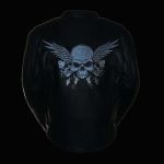 Milwaukee Leather ML2055 Men’s Black Leather Scooter Jacket with Reflective Skull Design - Image 4