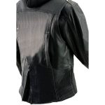 Milwaukee Leather ML2066 Women’s 3/4 Black Leather Hoodie Jacket with Reflective Tribal Design - Image 10