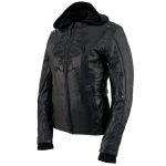 Milwaukee Leather ML2066 Women’s 3/4 Black Leather Hoodie Jacket with Reflective Tribal Design - Image 8