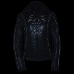 Milwaukee Leather ML2066 Women’s 3/4 Black Leather Hoodie Jacket with Reflective Tribal Design - Image 5