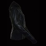 Milwaukee Leather ML2066 Women’s 3/4 Black Leather Hoodie Jacket with Reflective Tribal Design - Image 6
