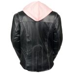 Milwaukee Leather ML2066 Women’s 3/4 Black and Pink Leather Hoodie Jacket with Reflective Tribal Design - Image 2