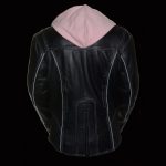 Milwaukee Leather ML2066 Women’s 3/4 Black and Pink Leather Hoodie Jacket with Reflective Tribal Design - Image 5