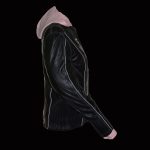 Milwaukee Leather ML2066 Women’s 3/4 Black and Pink Leather Hoodie Jacket with Reflective Tribal Design - Image 6