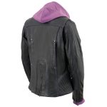 Milwaukee Leather ML2067 Women’s 3/4 Black and Purple Leather Hoodie Jacket with Reflective Tribal Design - Image 10