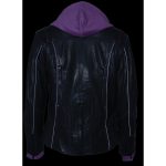 Milwaukee Leather ML2067 Women’s 3/4 Black and Purple Leather Hoodie Jacket with Reflective Tribal Design - Image 8