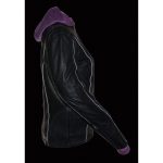 Milwaukee Leather ML2067 Women’s 3/4 Black and Purple Leather Hoodie Jacket with Reflective Tribal Design - Image 7