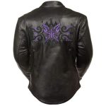 Milwaukee Leather ML2071 Women’s Black Leather Jacket with Purple Butterfly Design - Image 3