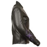 Milwaukee Leather ML2071 Women’s Black Leather Jacket with Purple Butterfly Design - Image 2