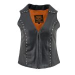 Milwaukee Leather ML2078 Women’s Black Premium Leather Motorcycle Rider Vest w/ Studding Detail - Image 7