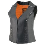 Milwaukee Leather ML2078 Women’s Black Premium Leather Motorcycle Rider Vest w/ Studding Detail - Image 5