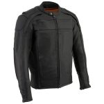 Milwaukee Leather ML2083 Men’s Black Premium Leather Vented Motorcycle Rider Jacket w/ Reflective Piping