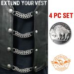 Milwaukee Leather 5 Cent Buffalo Medallion Vest Extender – Double Chrome Chains Genuine Leather 6.5″ Extension 4-PCS MLA6009SET - Image 3