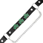 Milwaukee Leather Silver Four‑Leaf Clover Emblem Boot Chain with Adjustable Strap – MLA3014