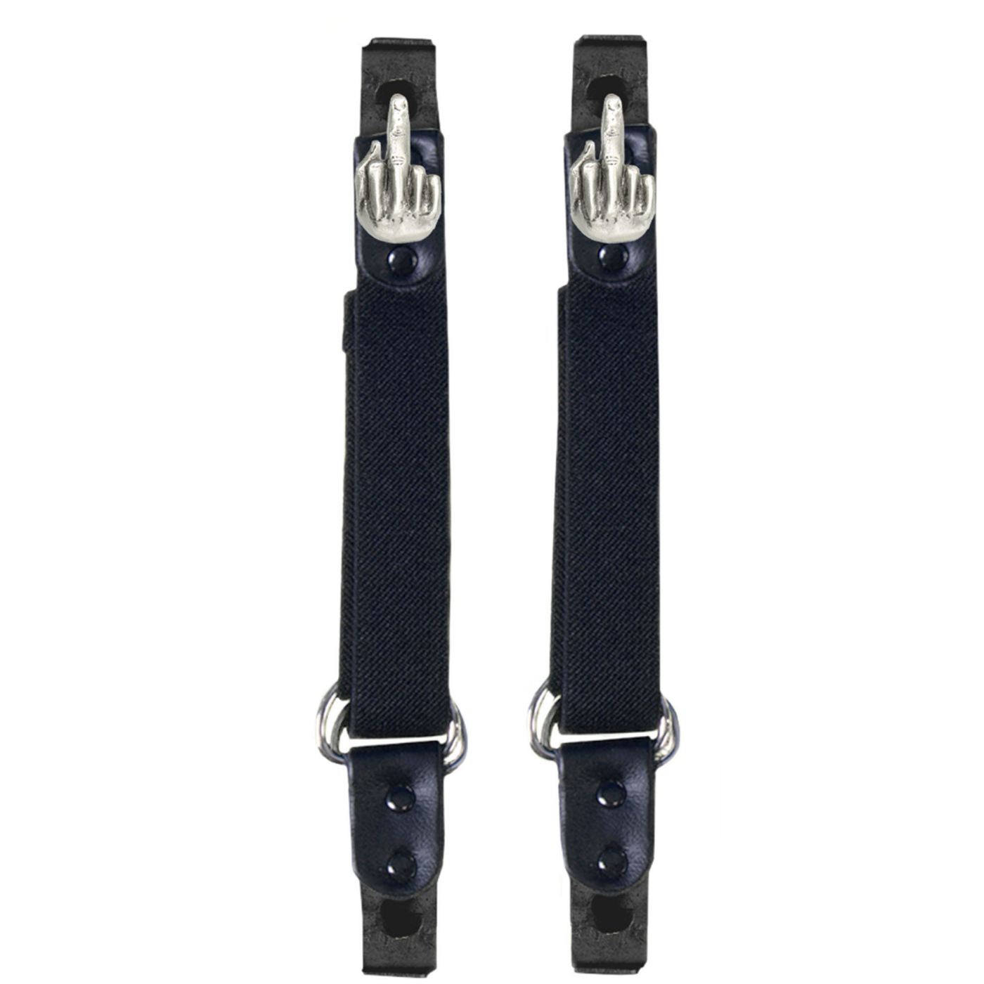 Milwaukee Leather MLA4016 Middle Finger Motorcycle Biker Elastic Bungee Clips for Chaps or Pants (Set of 2)