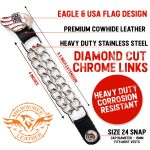 Milwaukee Leather Eagle Flag Medallion Vest Extender Double Chrome Chains Genuine Leather 6.5″ Long 4-PC MLA6005SET - Image 2