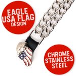 Milwaukee Leather Eagle Flag Medallion Vest Extender Double Chrome Chains Genuine Leather 6.5″ Long 4-PC MLA6005SET - Image 4