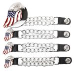 Milwaukee Leather Eagle Flag Medallion Vest Extender Double Chrome Chains Genuine Leather 6.5″ Long 4-PC MLA6005SET