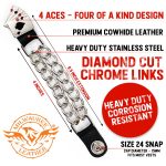 Milwaukee Leather 4 Aces Medallion Vest Extender – Double Chrome Chains Genuine Leather 6.5″ Extension 4-PCS MLA6007SET - Image 2