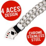 Milwaukee Leather 4 Aces Medallion Vest Extender – Double Chrome Chains Genuine Leather 6.5″ Extension 4-PCS MLA6007SET - Image 4